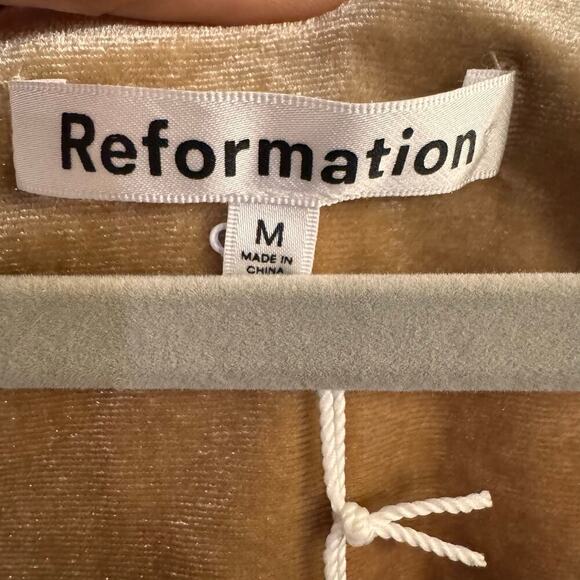 NWT Reformation Dario Knit Mini Dress Champagne Velvet Size Medium - Picture 7 of 10